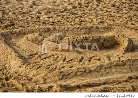 mermaid sand sculpture on the beach mermaid sand sculpture on the beach 12129436