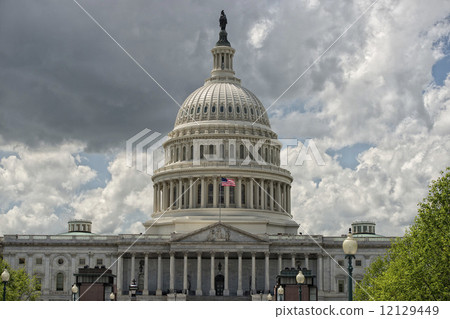Washington DC Capitol view from the mall on cloudy sky Washington DC Capitol view from the mall on cloudy sky 12129449