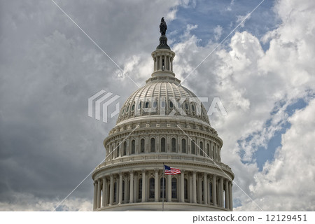 Washington DC Capitol detail on cloudy sky Washington DC Capitol detail on cloudy sky 12129451