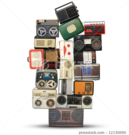 Retro recorder, audio system, collage of music Retro recorder, audio system, collage of music 12130000