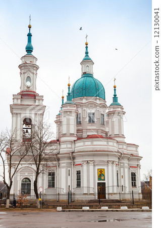 Russian Orthodox church facade. Yamburg's St.Catherine Cathedral Russian Orthodox church facade. Yamburg's St.Catherine Cathedral 12130041