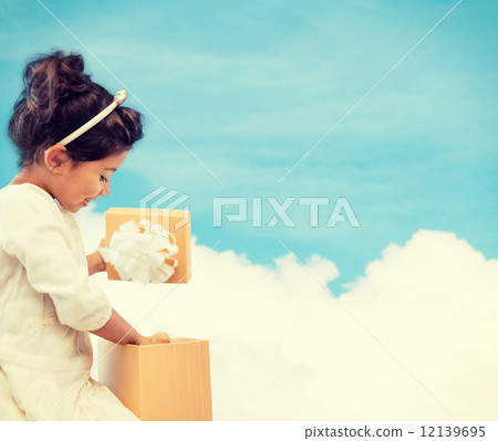 happy child girl with gift box 12139695