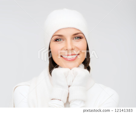 woman in hat, muffler and gloves woman in hat, muffler and gloves 12141383