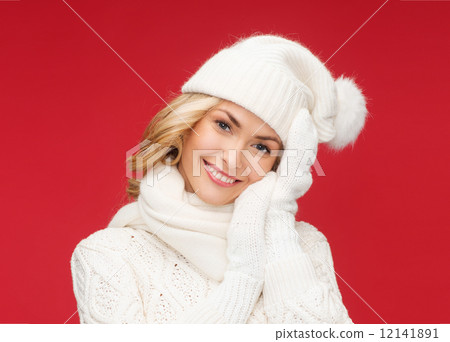 woman in hat, scarf and mittens woman in hat, scarf and mittens 12141891