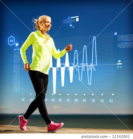 smiling woman doing sports outdoors with earphones smiling woman doing sports outdoors with earphones 12142001