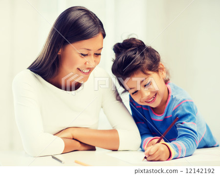 mother and daughter drawing 12142192
