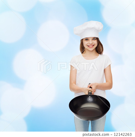 smiling little girl in white blank t-shirt 12142263