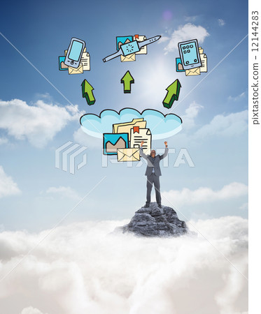 Composite image of happy businessman cheering Composite image of happy businessman cheering 12144283