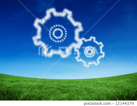 Composite image of cloud in shape of cogs and wheels Composite image of cloud in shape of cogs and wheels 12144379