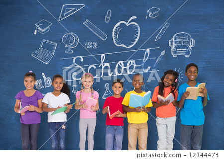 Composite image of elementary pupils reading books Composite image of elementary pupils reading books 12144473