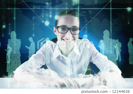 Composite image of businesswoman typing on a keyboard Composite image of businesswoman typing on a keyboard 12144636