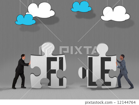 File against grey jigsaw pieces 12144764