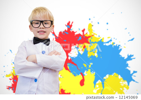 Composite image of cute pupil dressed up as teacher Composite image of cute pupil dressed up as teacher 12145069
