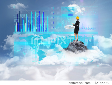 Composite image of smiling architect with hard hat 12145389