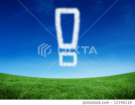Composite image of cloud in shape of exclamation mark 12146116