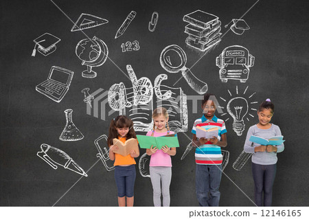 Composite image of elementary pupils reading Composite image of elementary pupils reading 12146165