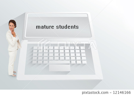 The word mature students and thinking businesswoman The word mature students and thinking businesswoman 12146166