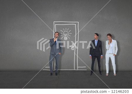 Composite image of business people standing 12146203