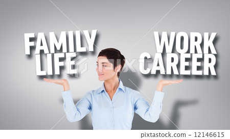 Composite image of smiling businesswoman presenting Composite image of smiling businesswoman presenting 12146615