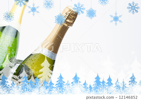 Composite image of snowflakes and fir trees Composite image of snowflakes and fir trees 12146852