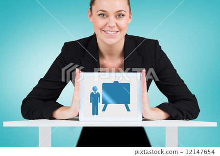 Composite image of businesswoman showing tablet pc Composite image of businesswoman showing tablet pc 12147654