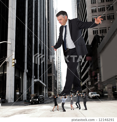 Composite image of business team supporting boss 12148291