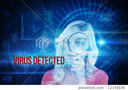 Virus detected against blue technology interface with dial 12148836