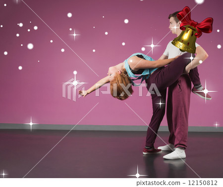 Cool break dancing couple dancing together Cool break dancing couple dancing together 12150812