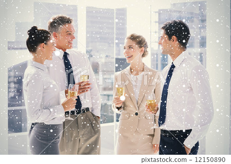 Group of cheerful business people clinking their flutes of champ Group of cheerful business people clinking their flutes of champ 12150890