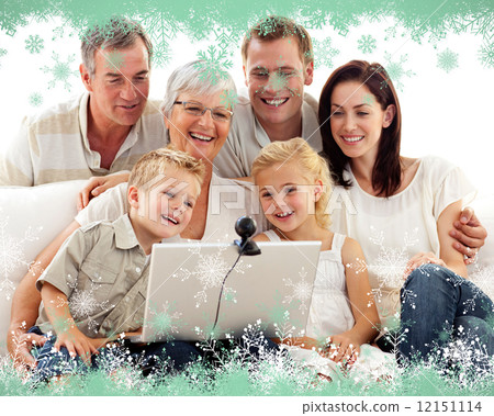 Composite image of happy family in a video conference Composite image of happy family in a video conference 12151114