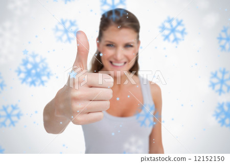 Smiling woman with the thumb up Smiling woman with the thumb up 12152150