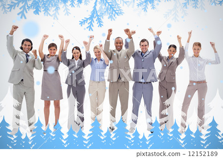 Happy business team raising their arms Happy business team raising their arms 12152189