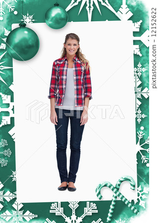 Composite image of portrait of a woman standing up Composite image of portrait of a woman standing up 12152622