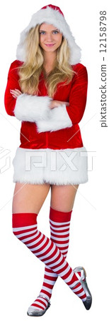 Pretty girl in santa outfit with arms crossed 12158798