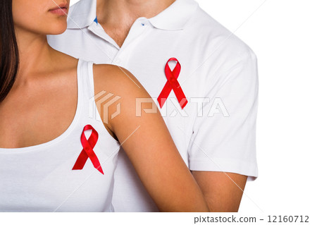 Couple supporting aids awareness together 12160712