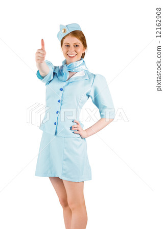Pretty air hostess with hand on hip Pretty air hostess with hand on hip 12162908