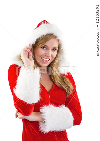 Festive blonde smiling at camera 12163201