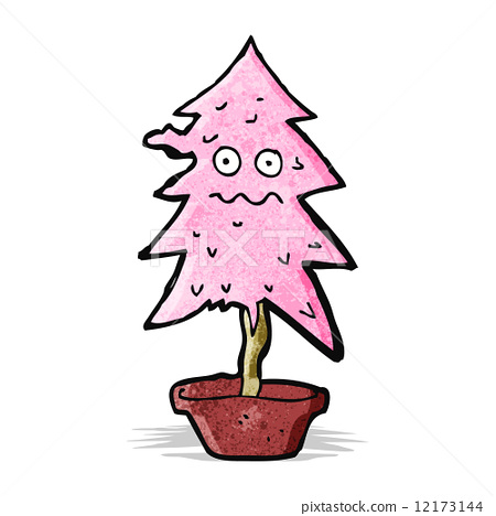 Download Cartoon Pink Christmas Tree Stock Illustration 12173144 Pixta PSD Mockup Templates