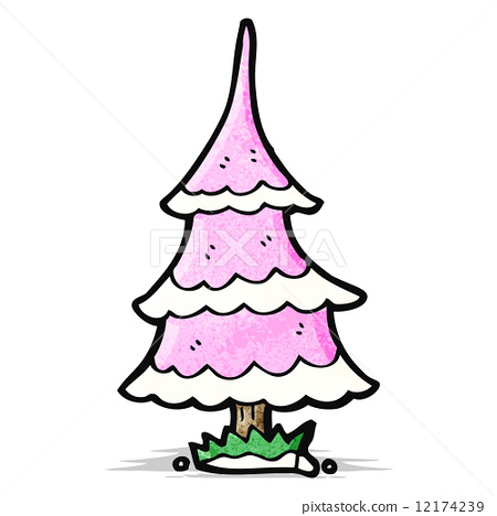 Download Cartoon Pink Christmas Tree Stock Illustration 12174239 Pixta PSD Mockup Templates