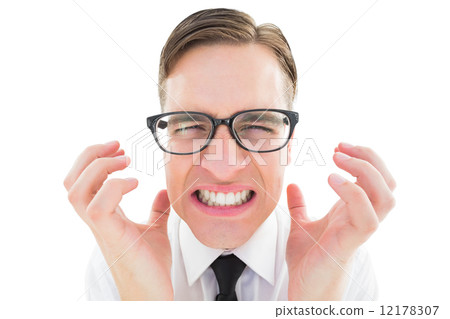 Geeky young hipster feeling frustrated 12178307