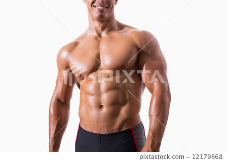 Smiling shirtless muscular man Smiling shirtless muscular man 12179868