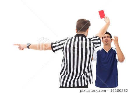 Referee sending off football player Referee sending off football player 12180282