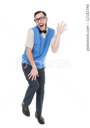 Geeky hipster dancing like a fool 12182340