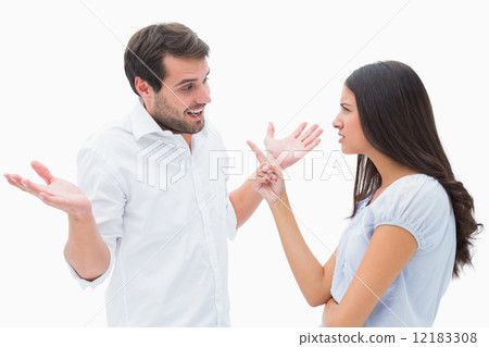 Angry brunette accusing her boyfriend 12183308