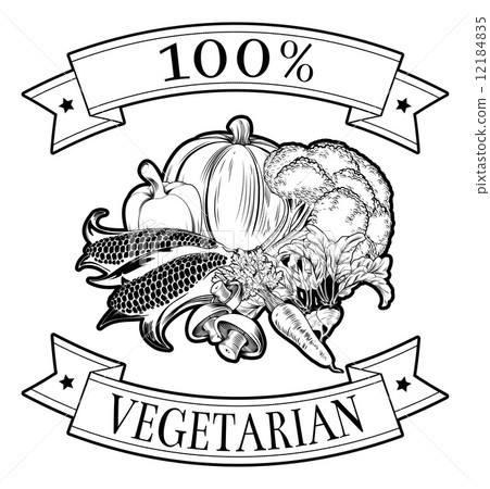100 percent vegetarian label 100 percent vegetarian label 12184835