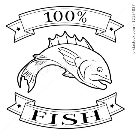Fish 100 percent label Fish 100 percent label 12184837