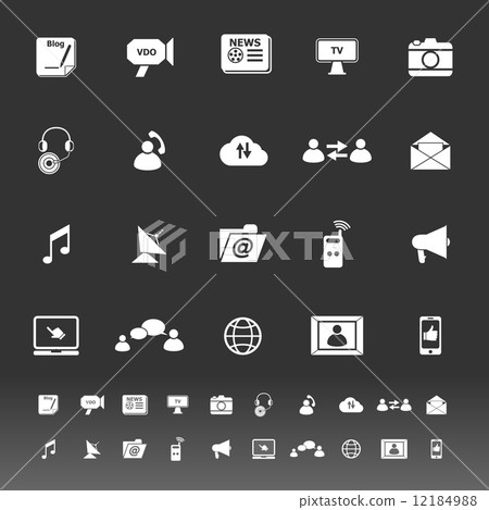 Media icons on gray background - Stock Illustration [12184988] - PIXTA