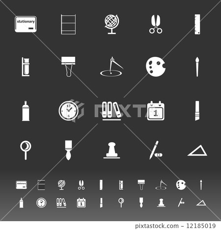 General stationary icons on gray background 12185019
