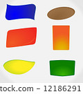 A set of six packaging labels in different shapes and colors A set of six packaging labels in different shapes and colors 12186291