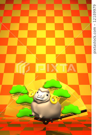 羊年 新年賀卡材料 邊緣 12189979